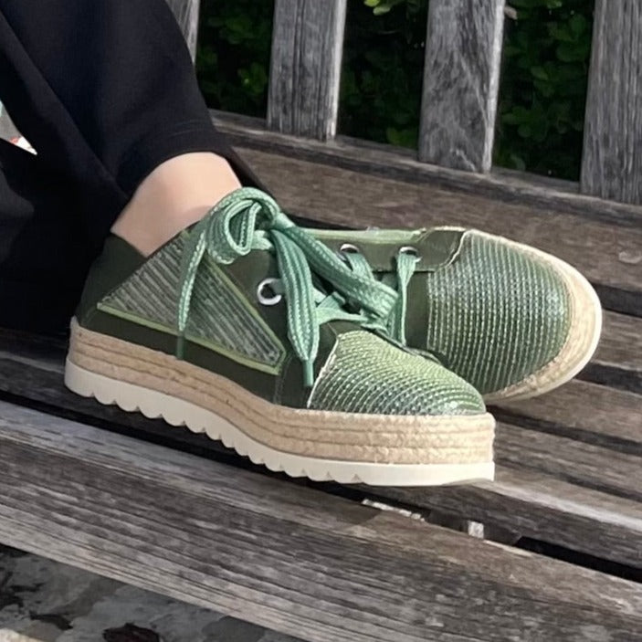 PGF Green Maisie Sneaker with Green Sequin Detail