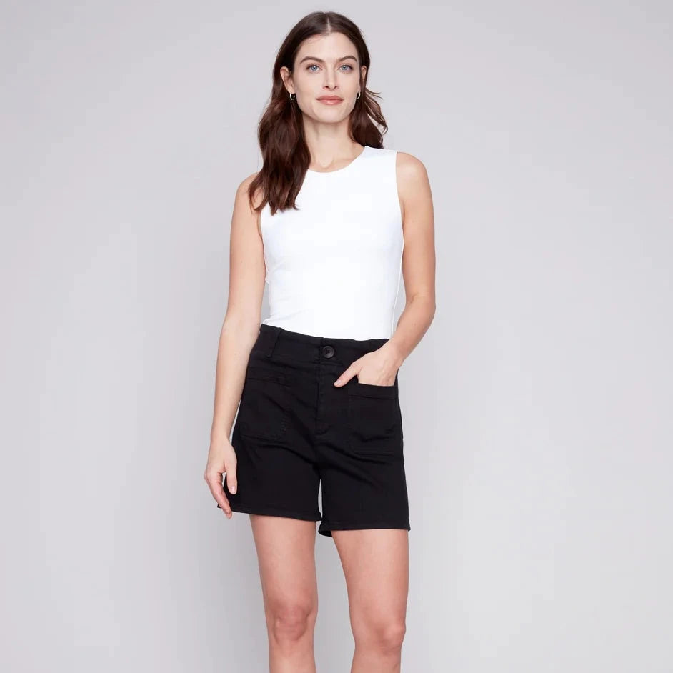 CHARLIE B Shorts with Patch Pockets - Black