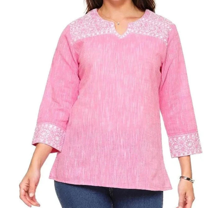 PARSLEY & SAGE Janet Embroidered Blouse - Pink