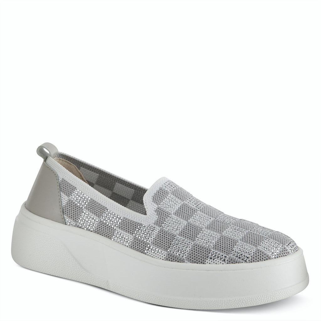 SPRING STEP Crystal Silver Checker Sneakers