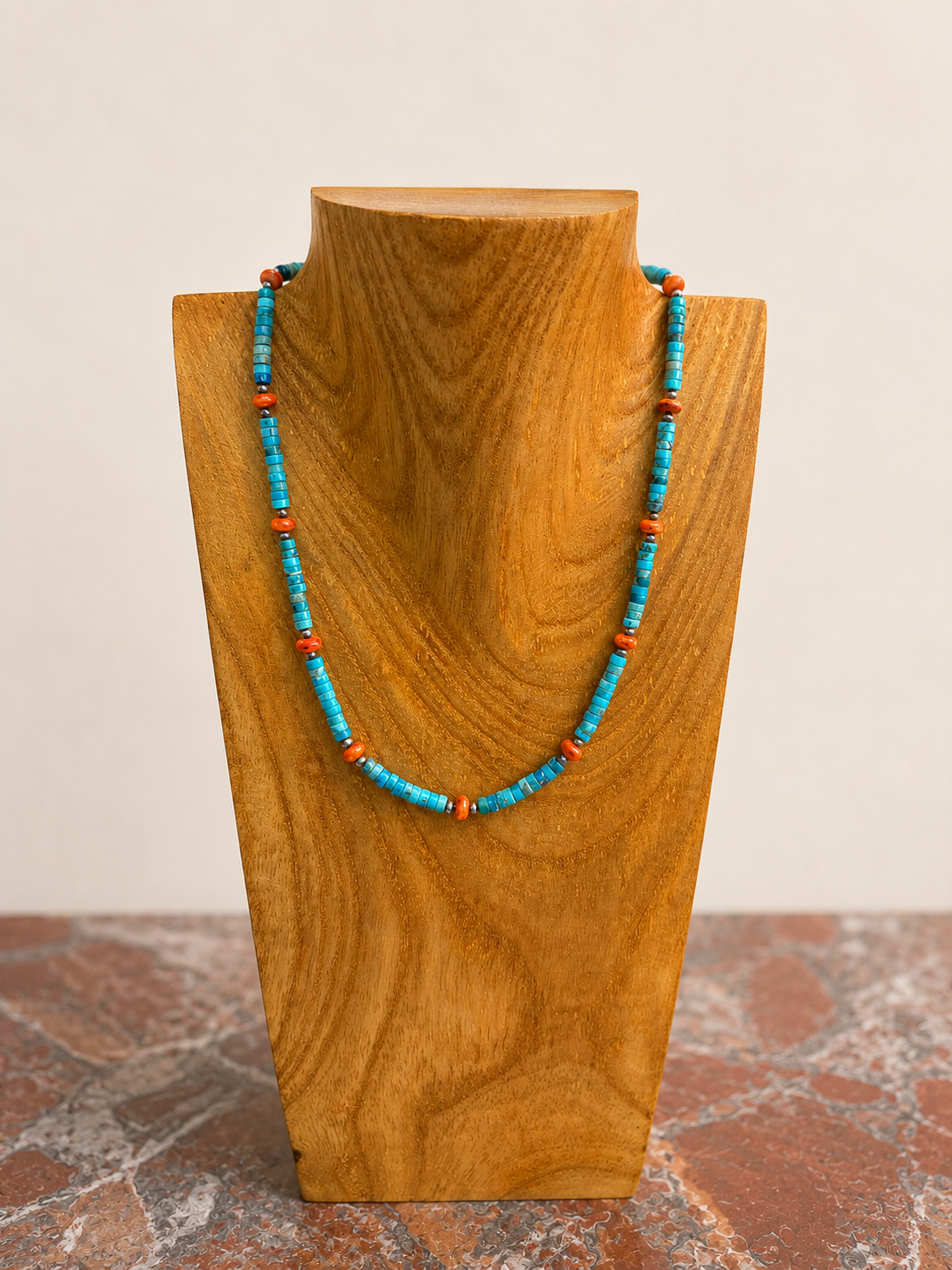 17" Turquoise and Coral Necklace