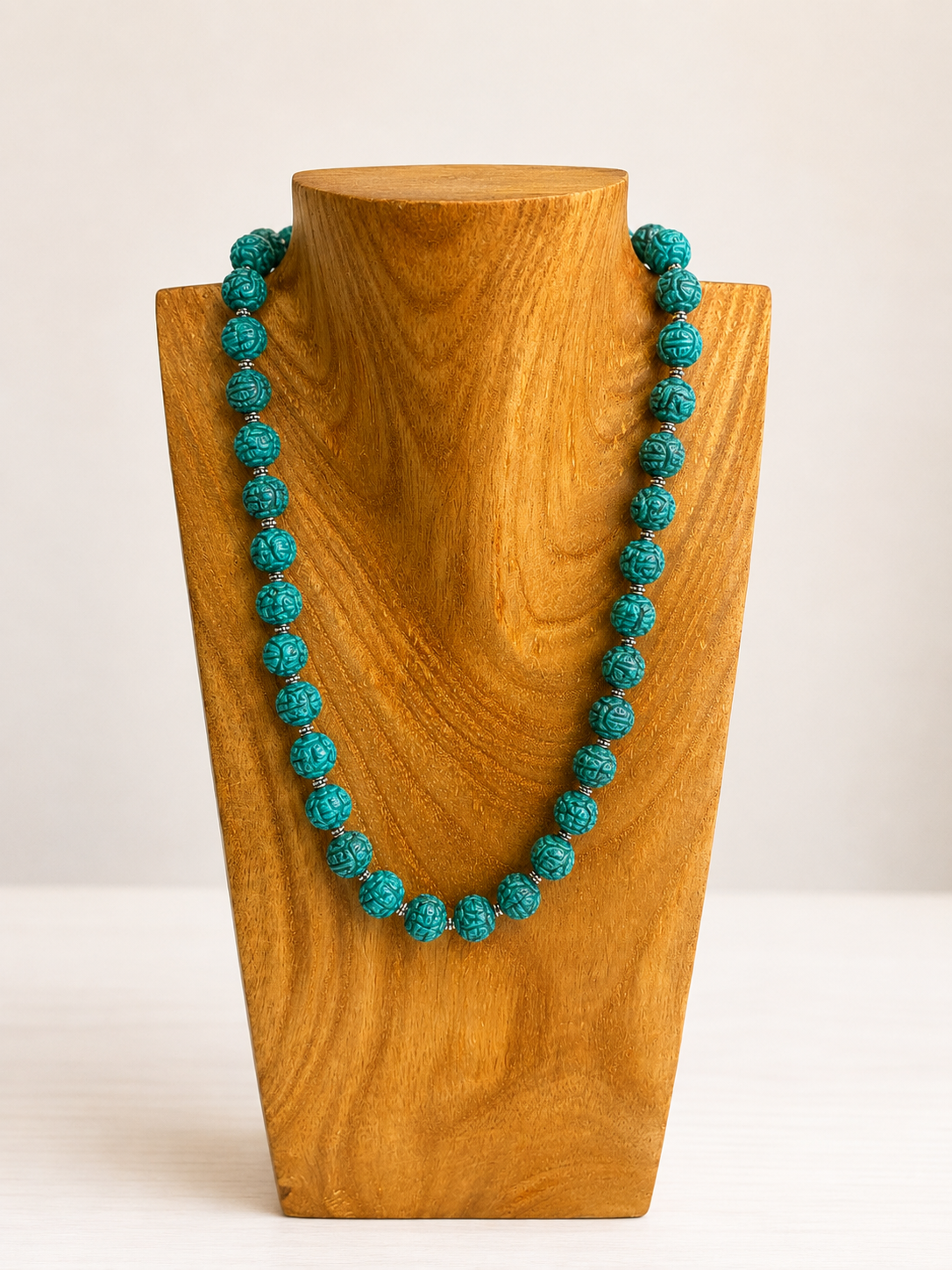 19" Vintage Japanese Carved Beaded Necklace (Made by Mary)
