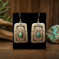 #14 Sterling Sliver Large Square Turquoise Earrings