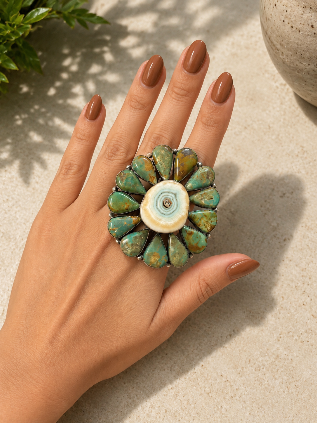 #13 Green Stone Statement Ring