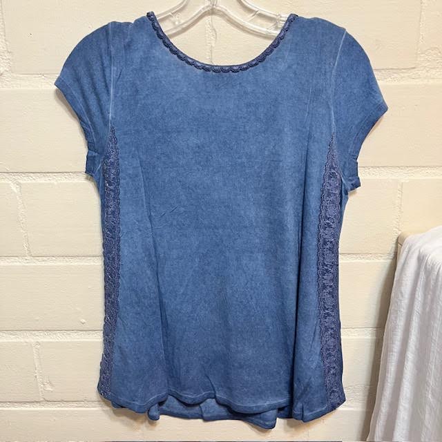 CUPIO Lace Side T-Shirt - Sky Blue