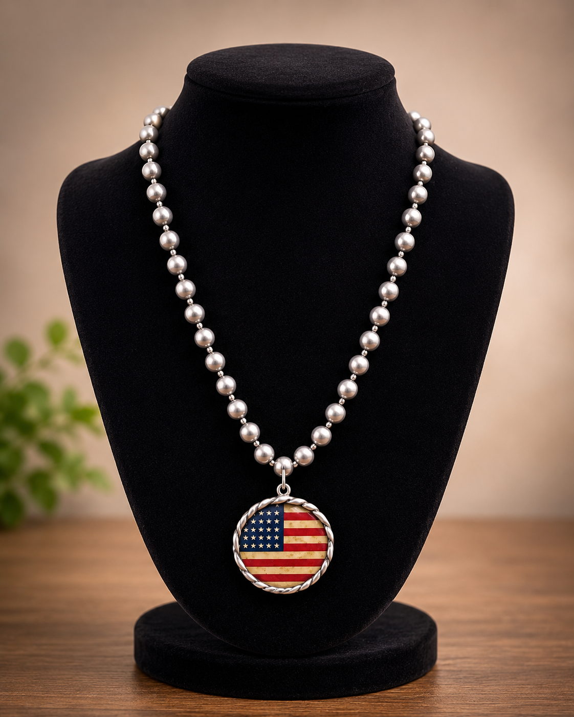 #5 Circle US Flag Necklace