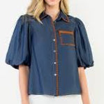 THML - Denim Short Sleeve Top