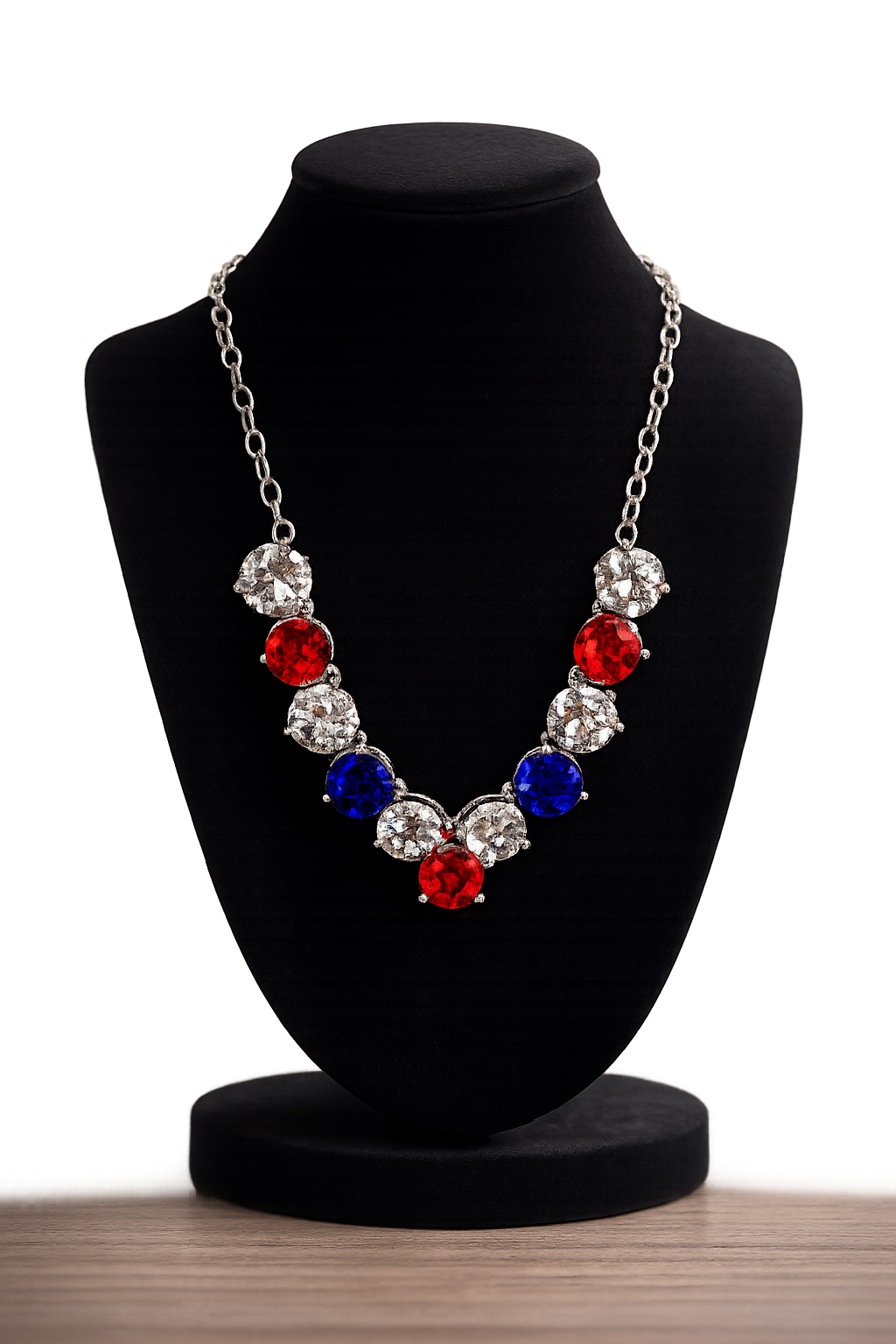 #4 Rhinestone Red, White & Blue Necklace