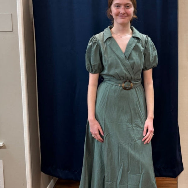 SHE + SKY - Solid Olive Mid Dress