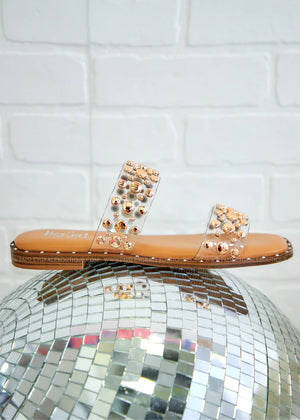 CORKY'S Gold Studded Clear Sandal
