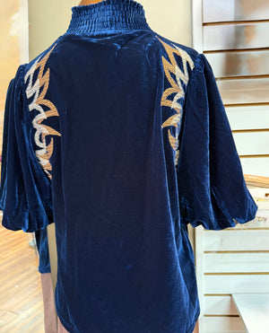 THML - Navy Velvet Top