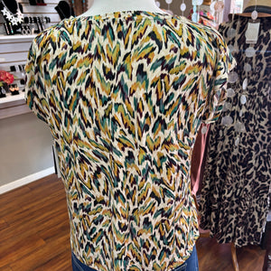 LIVERPOOL- Green & Gold Print Top