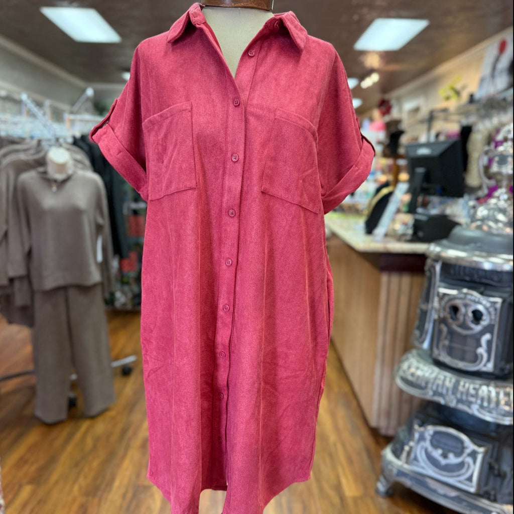 SHE+SKY - Solid Suede Pocket Dress
