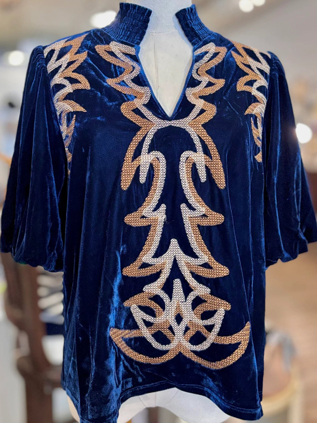 THML - Navy Velvet Top