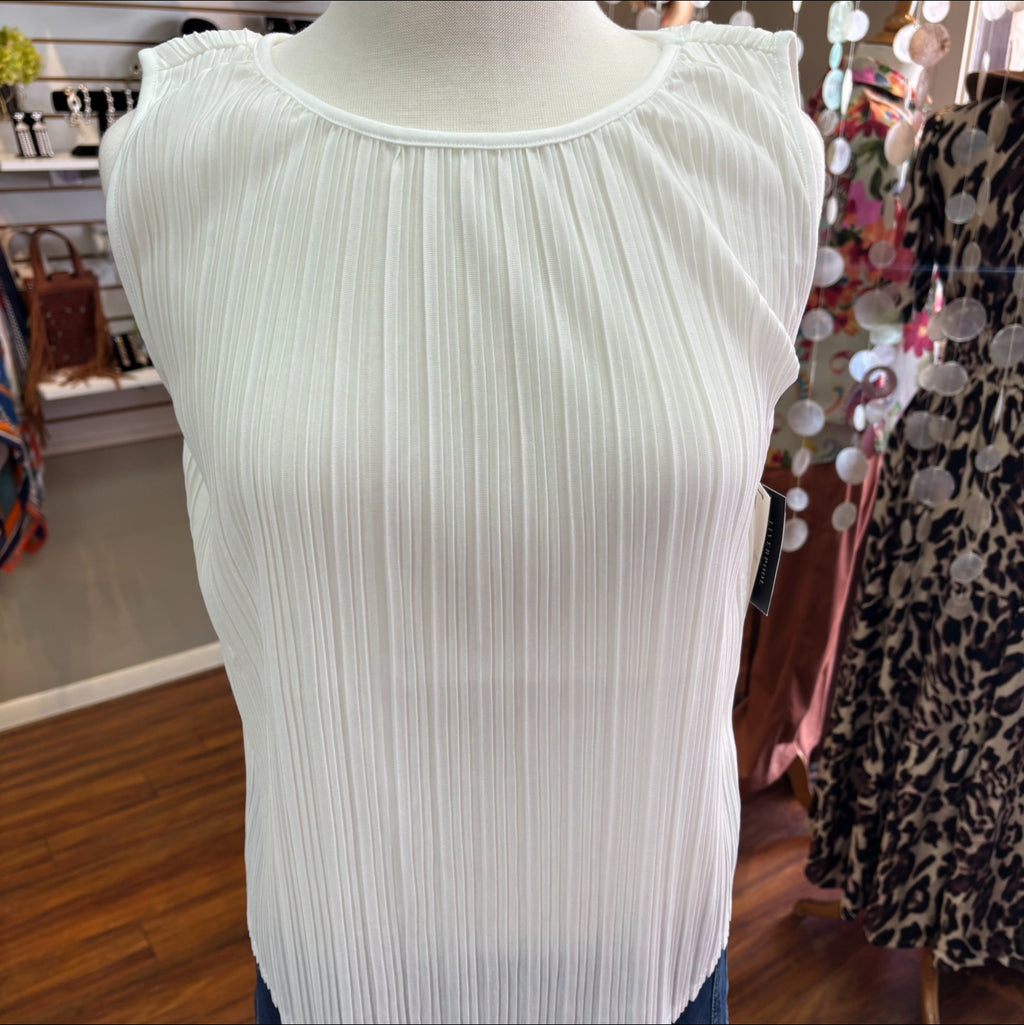 LIVERPOOL- Solid White Pleated Top