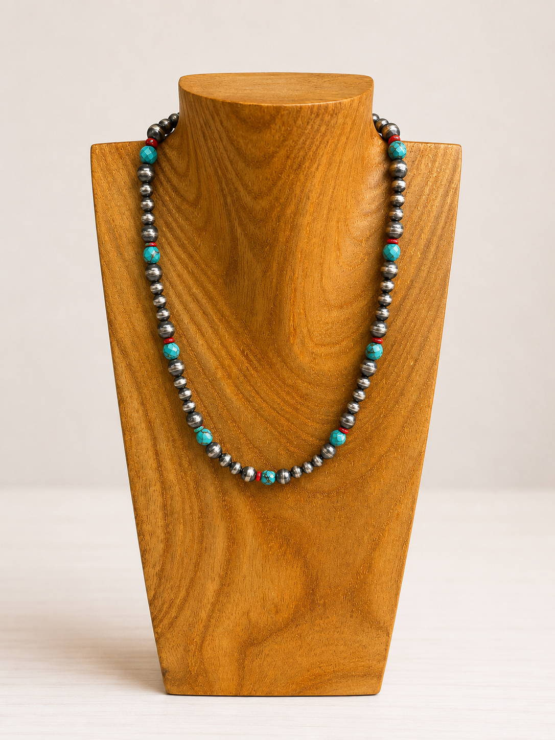 19" Turquoise and Coral Necklace (Made by Mary)