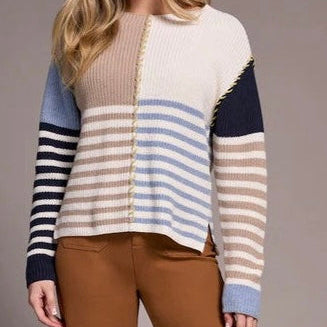 TRIBAL - Blue Beige Striped Sweater