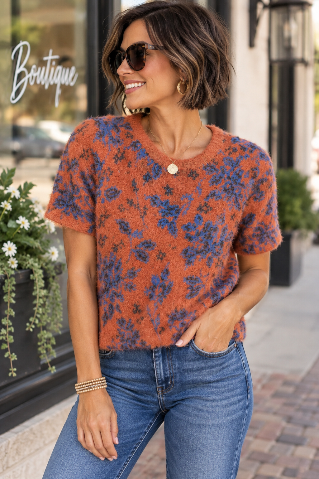 TRIBAL- Short Sleeve Sweater