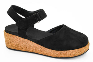 CORKY - Black Suede Wedge