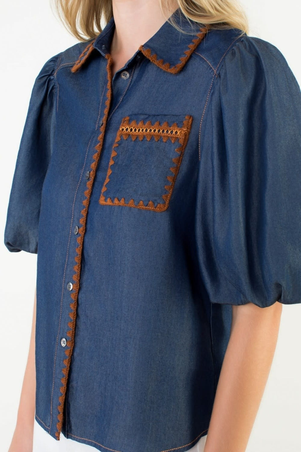 THML - Denim Short Sleeve Top