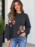 Charlie B- Floral Mock Neck Sweater