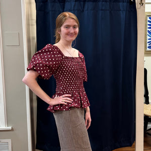 SHE + SKY - Polka Dot Wine Color Top