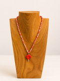 16" Coral with Cross Necklace (Made by Mary)