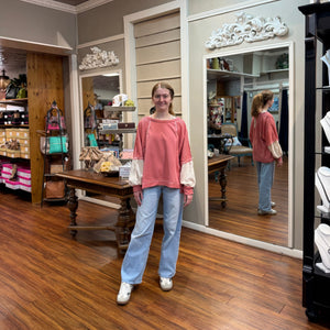 SHE+SKY - Long Sleeve Coral Sweatshirt
