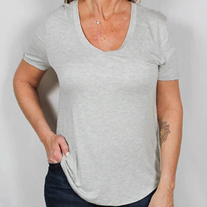 MINE FOREVER V-Neck T-Shirt - Light Heather Gray