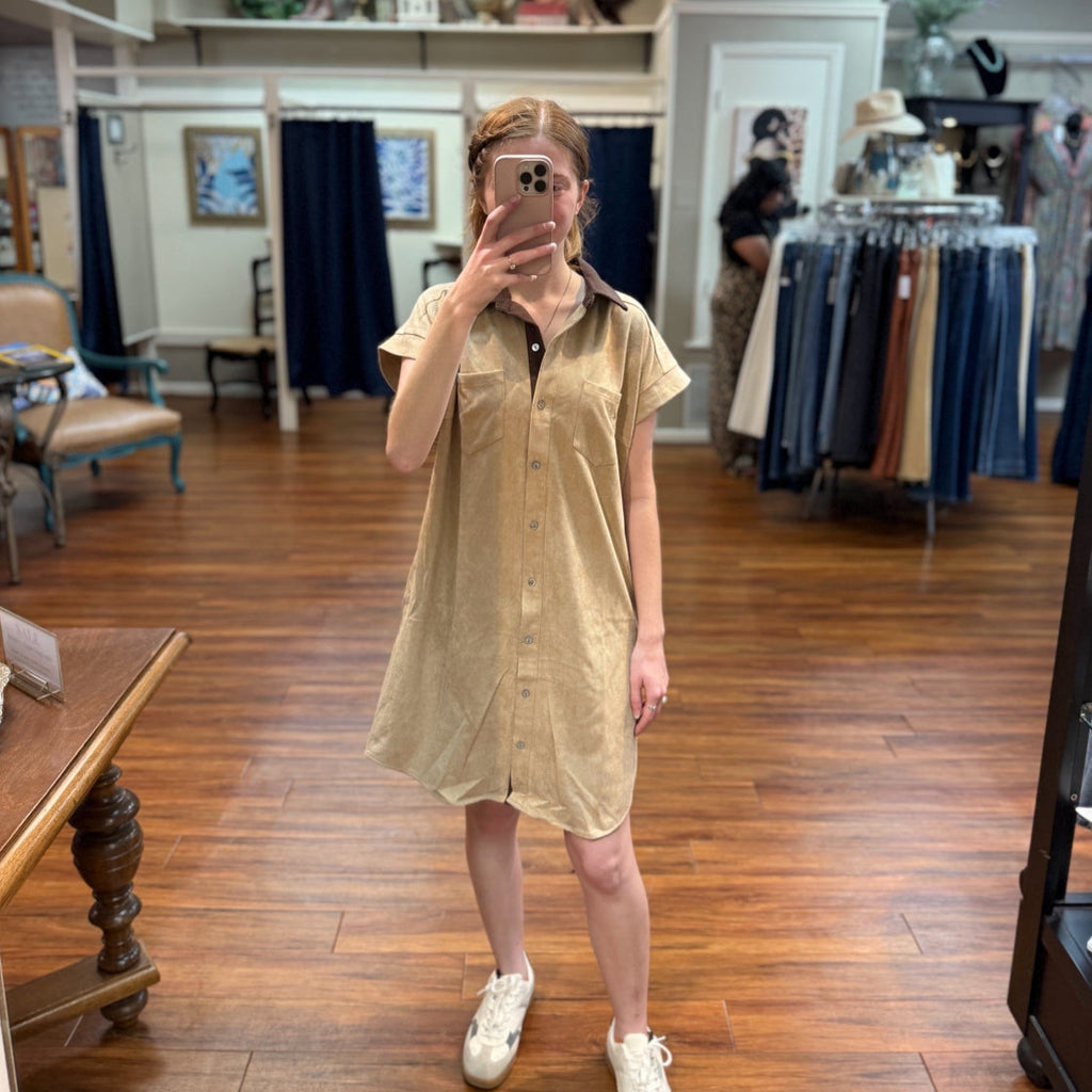 SHE+SKY - Suede Shirt Dress
