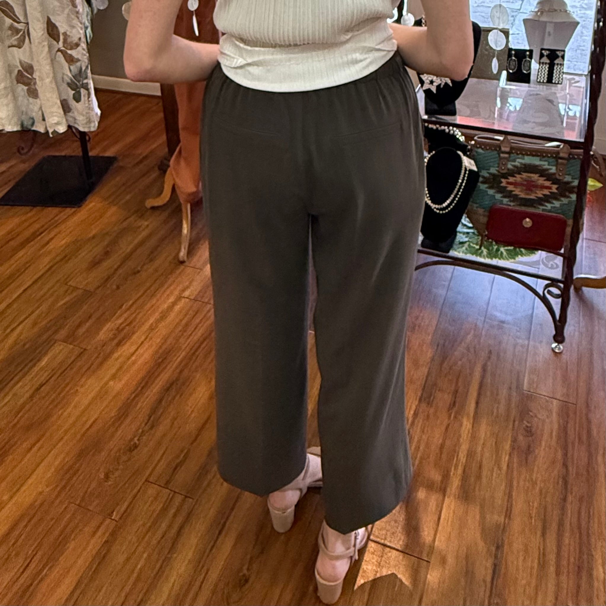 LIVERPOOL - Olive Color Wide-Leg Pants