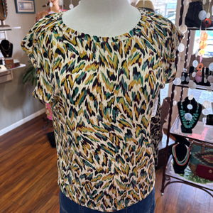 LIVERPOOL- Green & Gold Print Top