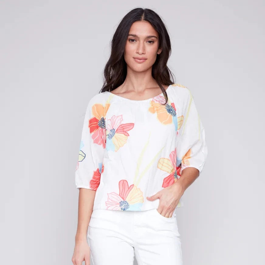 CHARLIE B White Floral Top