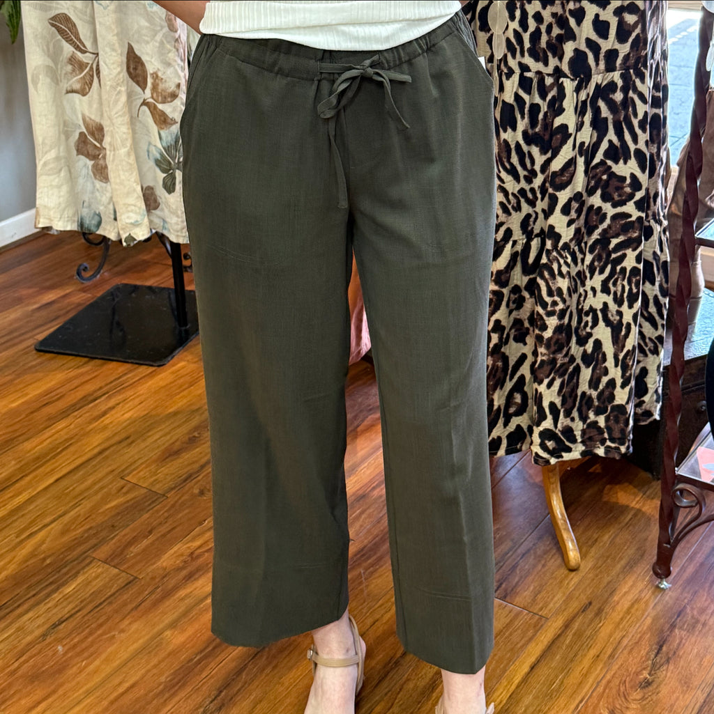 LIVERPOOL - Olive Color Wide-Leg Pants