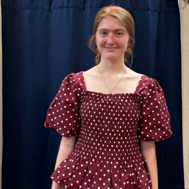 SHE + SKY - Polka Dot Wine Color Top