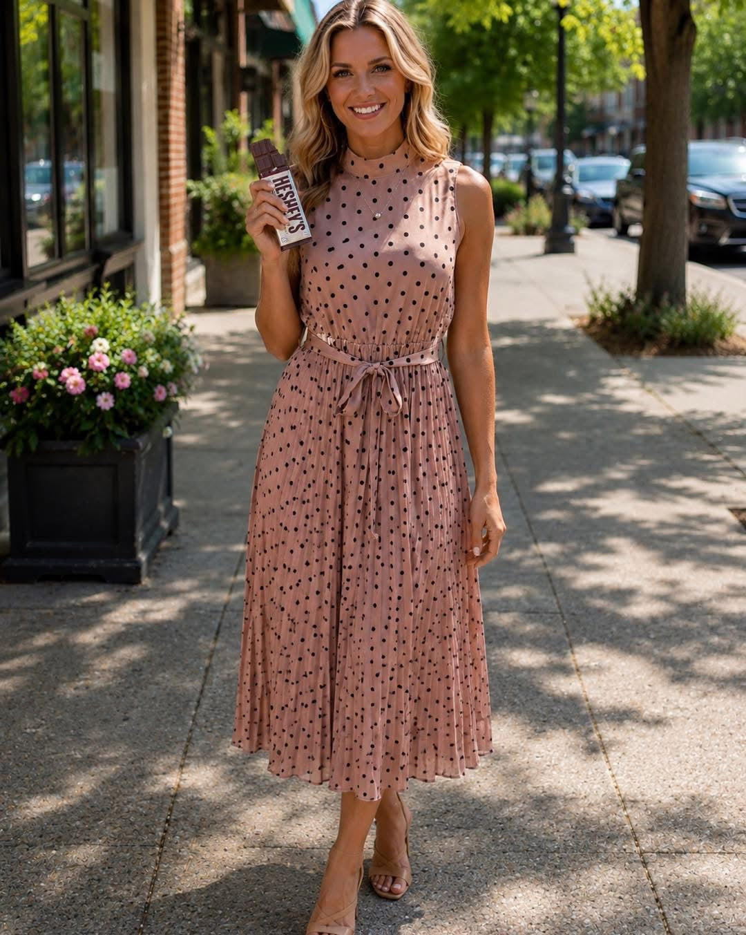 ZOE and CLAIRE- Polka dot Sleeveless Dress