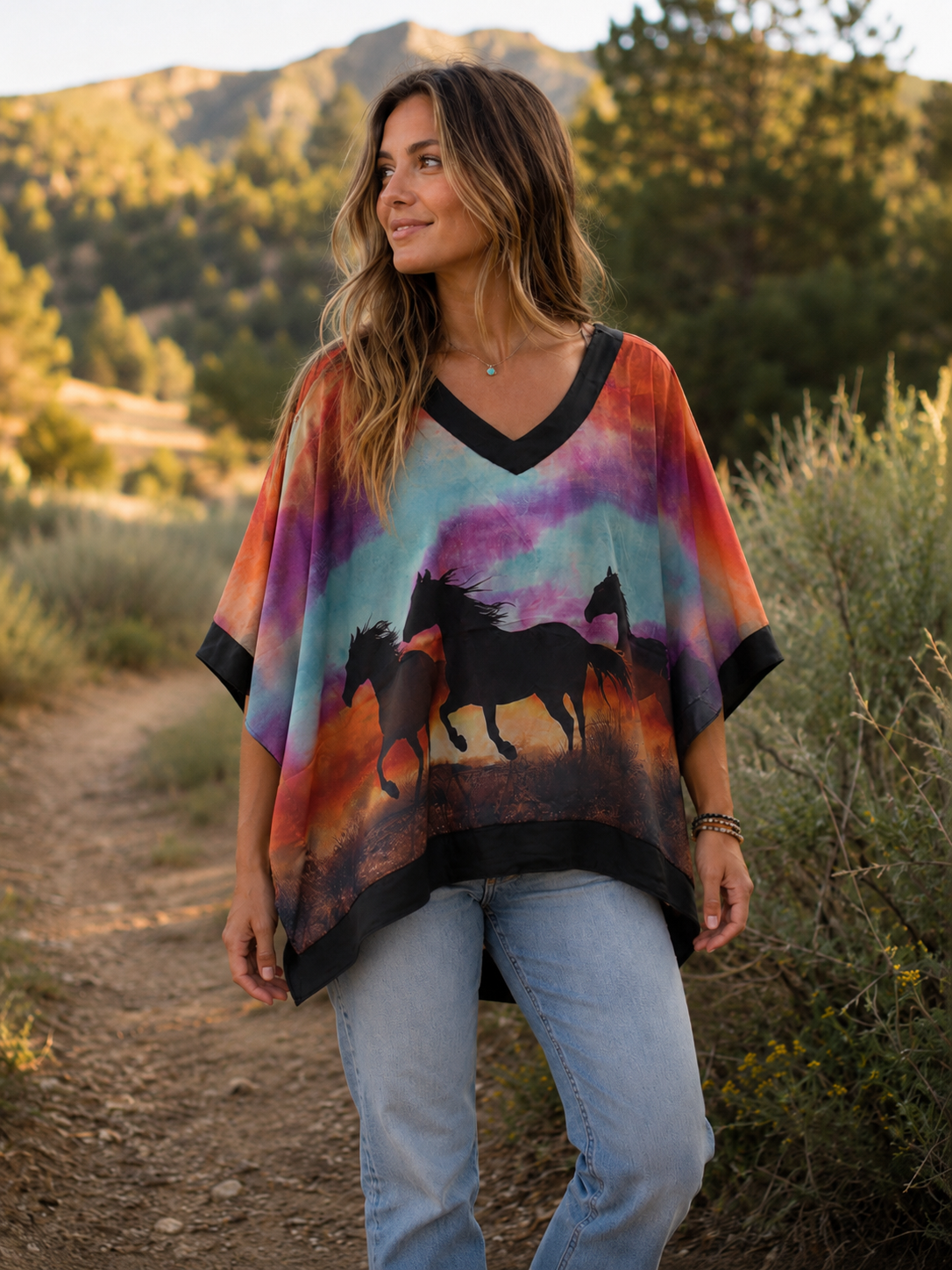 #5 WAY- Horse Print Poncho Top