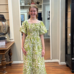SHE+SKY - Lime Green Floral Print Dress
