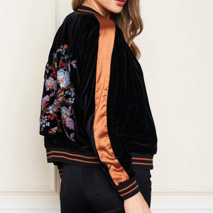PAPARAZZI - Black Velvet Embroidery Jacket