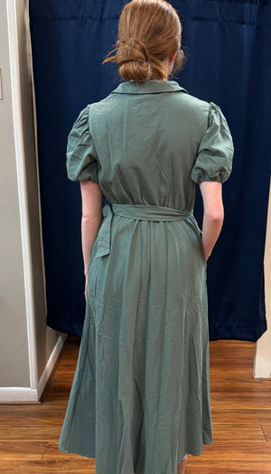 SHE + SKY - Solid Olive Mid Dress