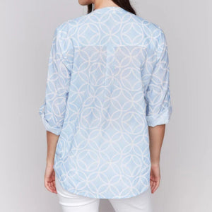 CHARLIE B - Light Blue Print Top