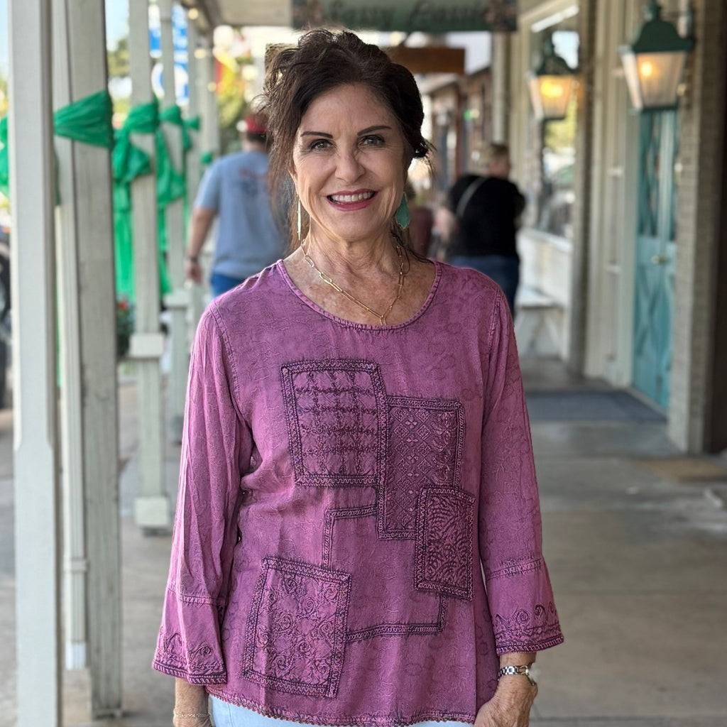 PARSLEY & SAGE - Plum Embroidery Top