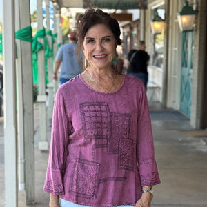 PARSLEY & SAGE - Plum Embroidery Top