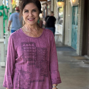 PARSLEY & SAGE - Plum Embroidery Top