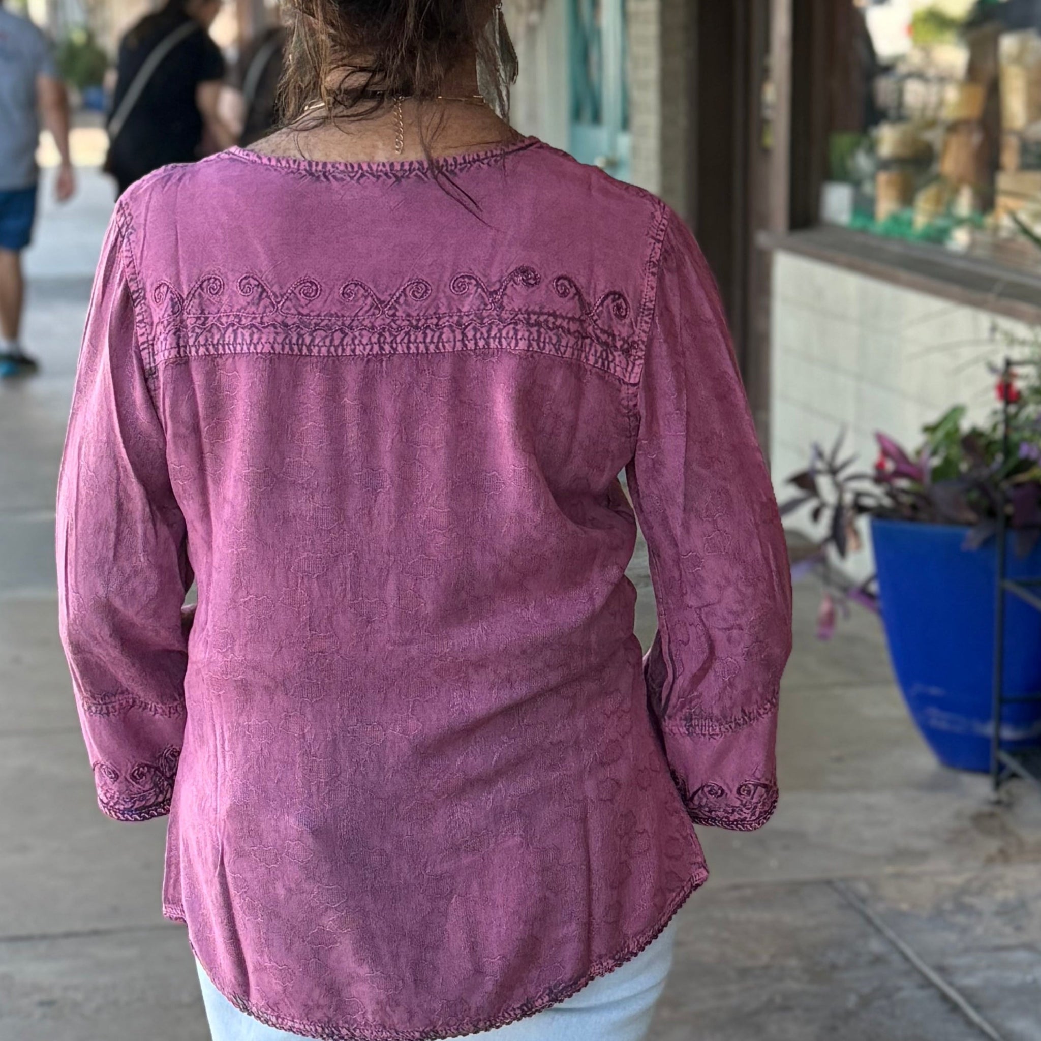 PARSLEY & SAGE - Plum Embroidery Top