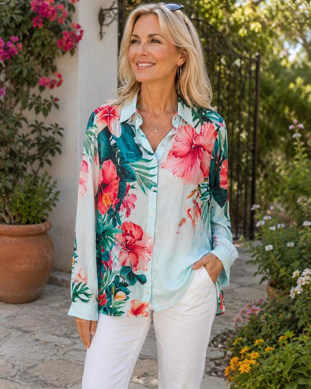 #22 APNY- Hawaiian Button Up w/ Roll up Sleeves