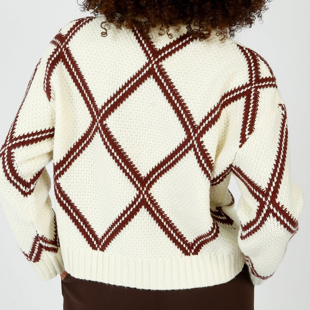 CHARLIE B - Crew Diamond Design Sweater