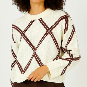 CHARLIE B - Crew Diamond Design Sweater