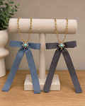J COON- Denim Bow Necklace 10"