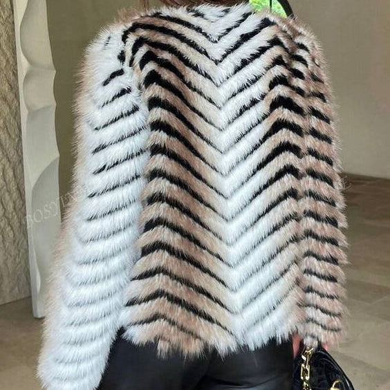 LOVE TOKEN - Zebra Faux Fur Jacket